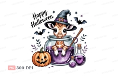 Cute giraffe witch brewing potion cauldron Product Image 1