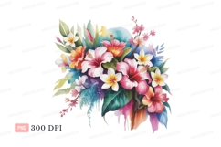 Tropical hibiscus plumeria floral arrangement pink Product Image 1