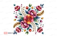 Vibrant floral arrangement with pink yellow and blue hues Product Image 1