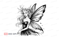 Elegant fairy with butterfly wings and floral adornments Product Image 1