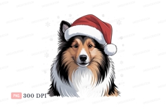 Festive dog wearing santa hat christmas Product Image 1