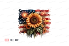 Patriotic sunflower fireworks american flag Product Image 1