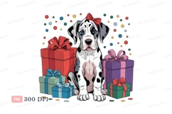 Dalmatian puppy with presents and bow great dane Product Image 1