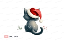 Gray kitten wearing red santa hat image Product Image 1