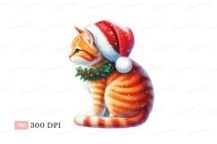 Orange tabby cat wearing festive holiday adornments Product Image 1