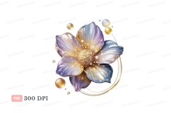 Iridescent flower gold accents purple blue Product Image 1