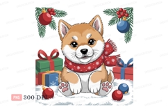 Adorable Shiba Inu puppy festive scarf image Product Image 1