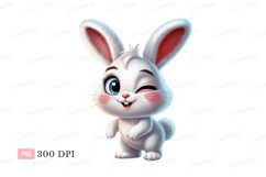Fluffy white bunny winks rabbit cute Product Image 1