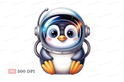 Cute penguin astronaut in space helmet image Product Image 1