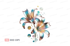 Iridescent lilies with floating spheres flowers bubbles Product Image 1