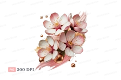 Delicate pink and white blossoms with gold accents Product Image 1