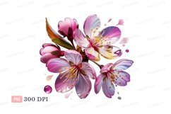 Pink cherry blossoms with yellow stamens image Product Image 1