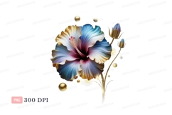 Colorful hibiscus flower with golden accents bloom Product Image 1