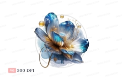 Blue golden flower with droplets abstract Product Image 1