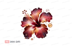 Vibrant hibiscus with dew drops flower tropical Product Image 1