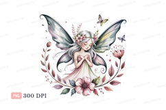 Delicate fairy adorned with flowers and butterflies Product Image 1