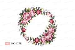 Pink rose floral wreath botanical Product Image 1
