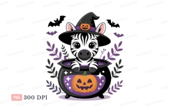 Zebra witch cauldron pumpkin image Product Image 1