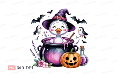 Witch duck brewing potion with birds cauldron Product Image 1