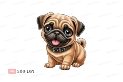 Adorable pug puppy with big blue eyes canine animal Product Image 1