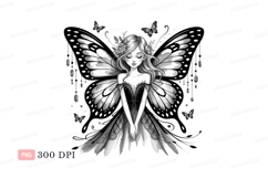 Delicate fairy with butterfly wings and flowers roses Product Image 1