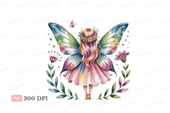 Rainbow winged fairy adorned with flowers wings butterfly Product Image 1