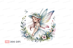 Enchanted fairy adorned with floral hat and wings girl Product Image 1