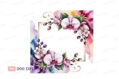 Orchid floral frame watercolor pink Product Image 1