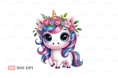 Cute unicorn with flower crown fantasy magical Product Image 1