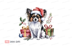 Festive chihuahua wearing santa hat with gifts christmas Product Image 1
