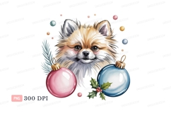 Fluffy dog with festive ornaments pomeranian christmas Product Image 1