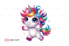 Cute fluffy unicorn with rainbow mane and horn image Product Image 1
