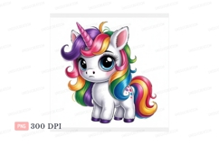 Cute unicorn with rainbow mane and horn fantasy magical Product Image 1
