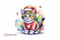 Colorful kitten wearing festive sweater christmas santa Product Image 1