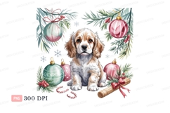 Adorable puppy with festive holiday decorations christmas Product Image 1