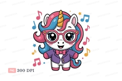 Cute unicorn wearing glasses and suit music notes Product Image 1