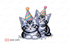 Two kittens wearing party hats cats celebration Product Image 1
