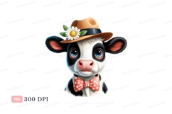 Cute cow wearing hat and bow tie calf animal Product Image 1