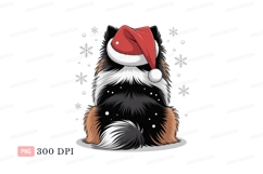 Fluffy dog wearing santa hat christmas festive Product Image 1