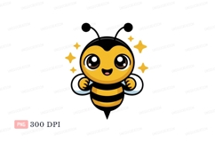 Cute bee with stars yellow black Product Image 1
