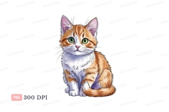 Orange tabby kitten green eyes white Product Image 1