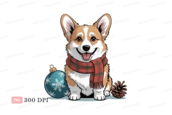Happy corgi wearing scarf animal christmas Product Image 1