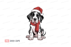 Harlequin Great Dane puppy festive attire image Product Image 1