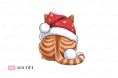 Orange cat wearing Santa hat with snowflake image Product Image 1