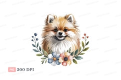 Fluffy dog surrounded by flowers pomeranian cute Product Image 1