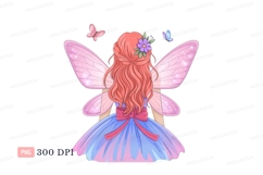 Pink haired fairy with butterfly wings and blue dress Product Image 1