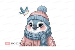 Cute bird wearing winter clothes scarf Product Image 1