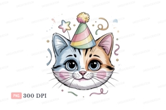 Festive cat wearing party hat kitten Product Image 1