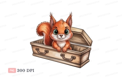 Orange squirrel in wooden box green eyes Product Image 1