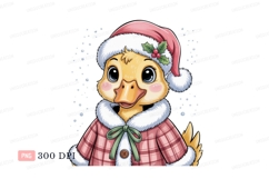Yellow duckling wearing festive winter clothing pink Product Image 1
